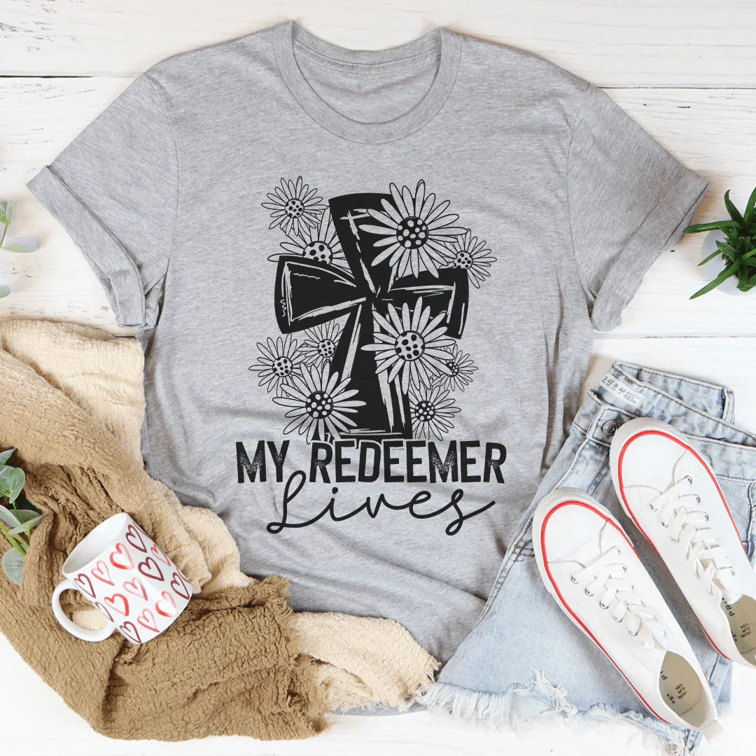 My Redeemer Lives Tee Peachy Sunday
