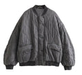 WOLFF Women's Loose Fit Gray Bomber Jacket Pi-Mart