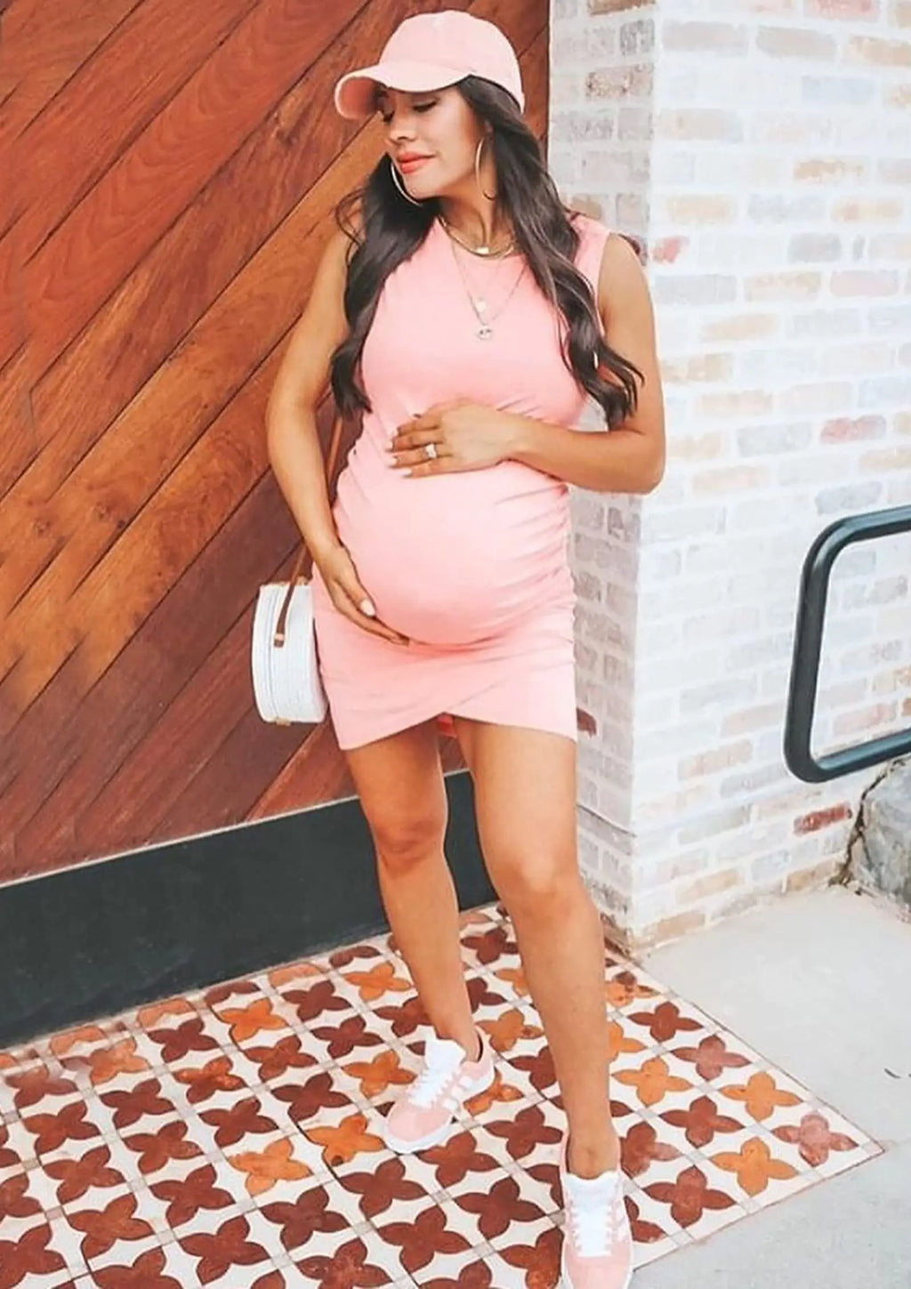 BTFBM Women 2024 Summer Sleeveless Tank Dresses Crew Neck Slim Fit Short Casual Ruched Bodycon Party Club Mini Dress Pink Small Pi-Mart