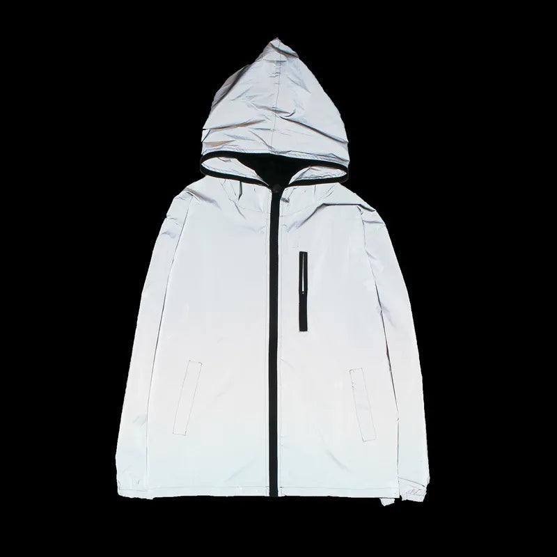 Solid Color Zipper Decoration Reflective Jacket Men's Jacket Pi-Mart