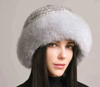 Mink Hair Hat - Lady Braided Fur Winter Hat Pi-Mart