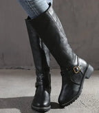 Men's Casual Fashion Mid-Tube Flat-Bottomed Wedge Boots Pi-Mart