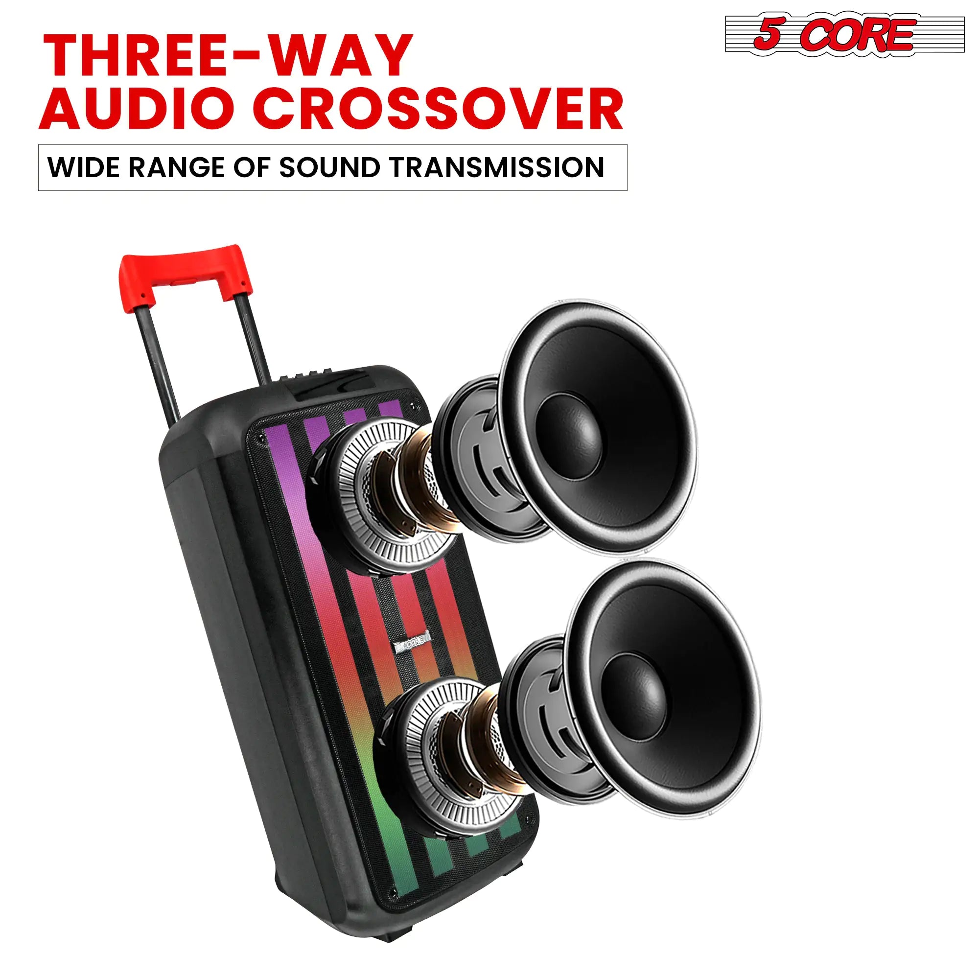 5Core Bluetooth Party Speaker 8 inch PA RGB Partybox Karaoke Machine + 2 Wireless Mic Pi-Mart
