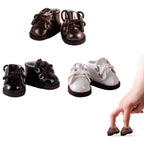 3 Pairs Mini Finger Shoes Gnome Shoes Cute Elf Shoes PU Leather Mini Shoes for Finger Breakdance Fingerboard 1/8 BJD Doll Shoes Used as Making Shoe Keychain (3 Colors)