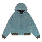 Retro Hooded Jacket with Washed and Worn Finish