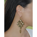 Nadu Tribal Cotton Thread Drop Earrings Zinc Alloy Boho Diamond Statement BandsCo Straps