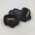 Plush Imitation Fox Fur Flip Flops Fashion Slippers Pi-Mart