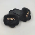 Plush Imitation Fox Fur Flip Flops Fashion Slippers Pi-Mart