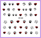 Nail Art Beauty Water Decal Slider Nail Stickers Animal Pet Claw Paw Foot Print Sweet Heart Black Cat Decorations Slider Nail Art Stickers Decals Nail Art Supplies Valentines Day 3D Self-Adhesive Nail Decorations Manicuring Nail Art Manicure Lips Nail Stevvex