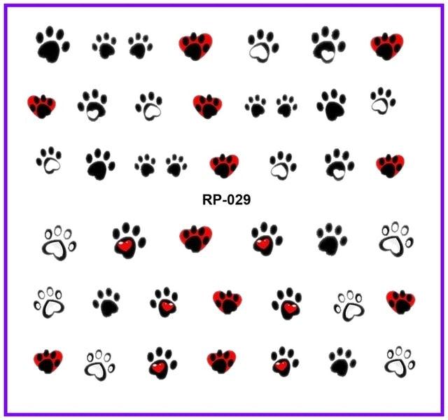 Nail Art Beauty Water Decal Slider Nail Stickers Animal Pet Claw Paw Foot Print Sweet Heart Black Cat Decorations Slider Nail Art Stickers Decals Nail Art Supplies Valentines Day 3D Self-Adhesive Nail Decorations Manicuring Nail Art Manicure Lips Nail Stevvex