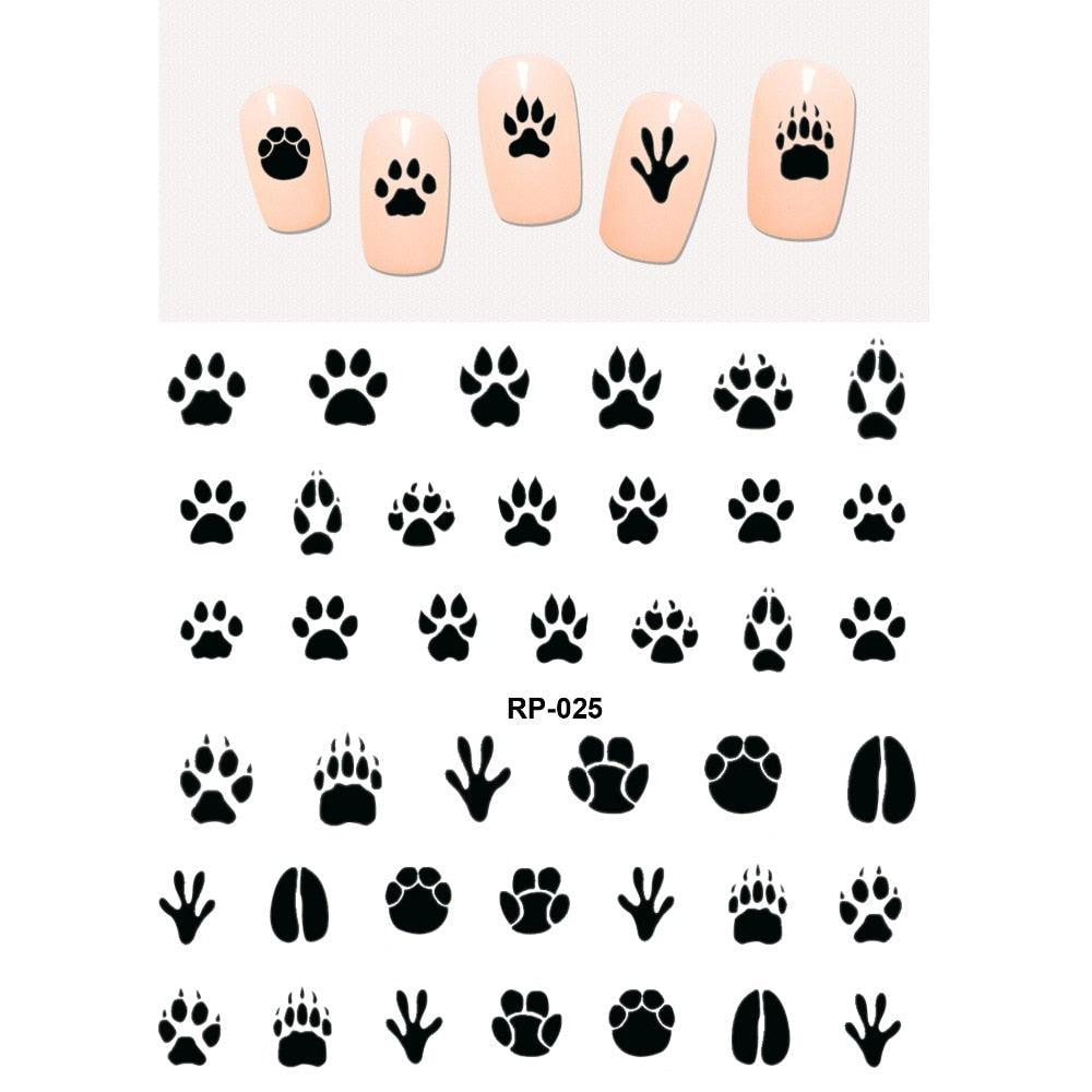Nail Art Beauty Water Decal Slider Nail Stickers Animal Pet Claw Paw Foot Print Sweet Heart Black Cat Decorations Slider Nail Art Stickers Decals Nail Art Supplies Valentines Day 3D Self-Adhesive Nail Decorations Manicuring Nail Art Manicure Lips Nail Stevvex