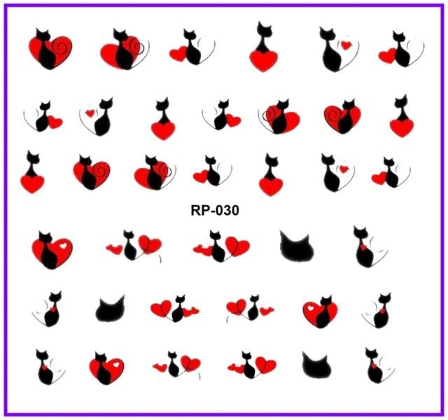 Nail Art Beauty Water Decal Slider Nail Stickers Animal Pet Claw Paw Foot Print Sweet Heart Black Cat Decorations Slider Nail Art Stickers Decals Nail Art Supplies Valentines Day 3D Self-Adhesive Nail Decorations Manicuring Nail Art Manicure Lips Nail Stevvex