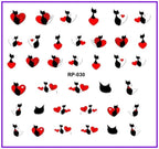 Nail Art Beauty Water Decal Slider Nail Stickers Animal Pet Claw Paw Foot Print Sweet Heart Black Cat Decorations Slider Nail Art Stickers Decals Nail Art Supplies Valentines Day 3D Self-Adhesive Nail Decorations Manicuring Nail Art Manicure Lips Nail Stevvex
