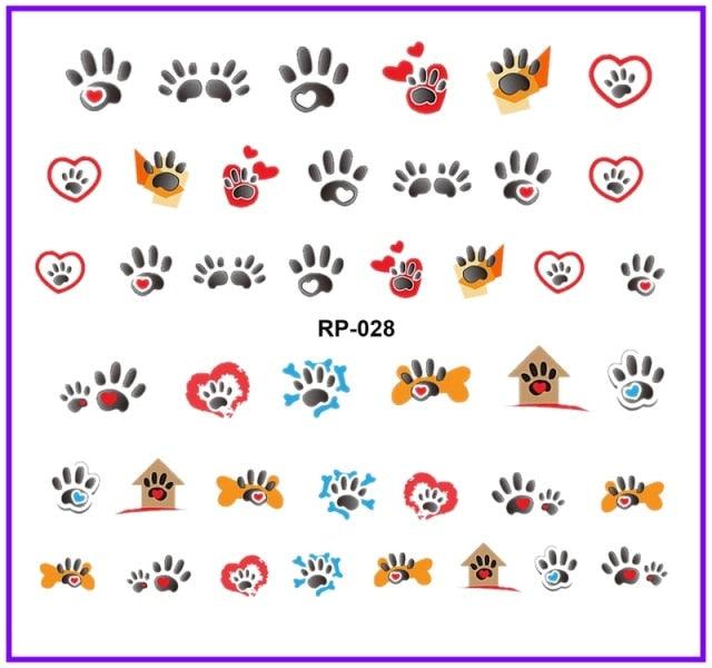 Nail Art Beauty Water Decal Slider Nail Stickers Animal Pet Claw Paw Foot Print Sweet Heart Black Cat Decorations Slider Nail Art Stickers Decals Nail Art Supplies Valentines Day 3D Self-Adhesive Nail Decorations Manicuring Nail Art Manicure Lips Nail Stevvex