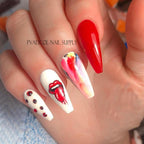 Nail Art Stickers Red Lips Nails Decals Sticker Hot Sexy Girl Tip Back Glue Decal Cool Lollipop Self Adhesive Acrylic Tips Tool Decoration White Feather Lace Flower Leaf Carving Design Exquisite Pattern Nail Art Supplies Self-Adhesive Nail Stevvex