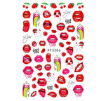Nail Art Stickers Red Lips Nails Decals Sticker Hot Sexy Girl Tip Back Glue Decal Cool Lollipop Self Adhesive Acrylic Tips Tool Decoration White Feather Lace Flower Leaf Carving Design Exquisite Pattern Nail Art Supplies Self-Adhesive Nail Stevvex