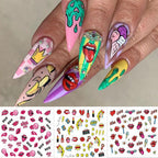 Nail Art Stickers Red Lips Nails Decals Sticker Hot Sexy Girl Tip Back Glue Decal Cool Lollipop Self Adhesive Acrylic Tips Tool Decoration White Feather Lace Flower Leaf Carving Design Exquisite Pattern Nail Art Supplies Self-Adhesive Nail Stevvex