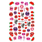 Nail Art Stickers Red Lips Nails Decals Sticker Hot Sexy Girl Tip Back Glue Decal Cool Lollipop Self Adhesive Acrylic Tips Tool Decoration White Feather Lace Flower Leaf Carving Design Exquisite Pattern Nail Art Supplies Self-Adhesive Nail Stevvex