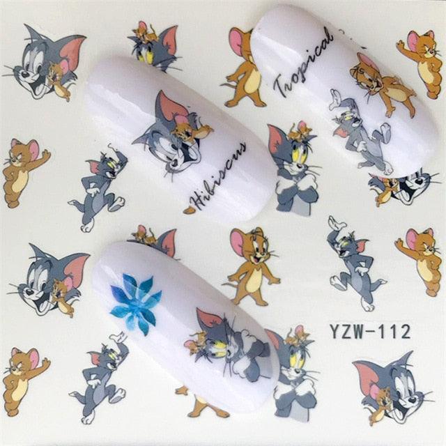 Nail Art Water Transfer Stickers Anime Mouse Animal Kid slider adhesive Watermark Decals Women Beauty Wedding Nails  Decal Self-Adhesive 3D Wave Design Decoration for Women Girls Art Stickers Decal Decoration Metallic Curve Strip Line Nail Stevvex