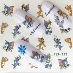 Nail Art Water Transfer Stickers Anime Mouse Animal Kid slider adhesive Watermark Decals Women Beauty Wedding Nails  Decal Self-Adhesive 3D Wave Design Decoration for Women Girls Art Stickers Decal Decoration Metallic Curve Strip Line Nail Stevvex