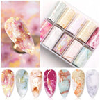 Nail Foils Marble Flower Series Iridescent Nail Art Transfer Sticker Paper Slider Nail Water Decal Design Manicures Decorations  Art Manicures Decoration New Gold Nail Transfer Foils for Nail Arts Nails Supply Holographic Effect Nail Art Foil Stickers Hol Stevvex
