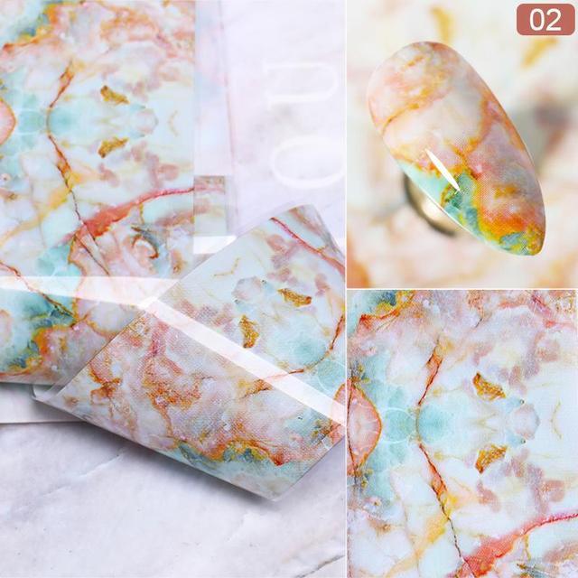 Nail Foils Marble Flower Series Iridescent Nail Art Transfer Sticker Paper Slider Nail Water Decal Design Manicures Decorations  Art Manicures Decoration New Gold Nail Transfer Foils for Nail Arts Nails Supply Holographic Effect Nail Art Foil Stickers Hol Stevvex