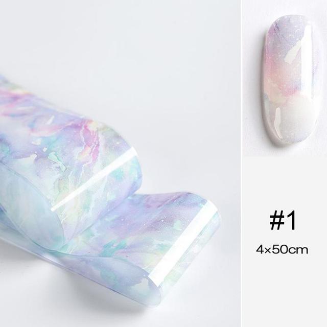 Nail Foils Marble Flower Series Iridescent Nail Art Transfer Sticker Paper Slider Nail Water Decal Design Manicures Decorations  Art Manicures Decoration New Gold Nail Transfer Foils for Nail Arts Nails Supply Holographic Effect Nail Art Foil Stickers Hol Stevvex