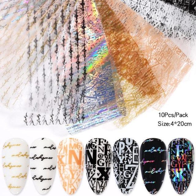 Nail Foils Marble Flower Series Iridescent Nail Art Transfer Sticker Paper Slider Nail Water Decal Design Manicures Decorations  Art Manicures Decoration New Gold Nail Transfer Foils for Nail Arts Nails Supply Holographic Effect Nail Art Foil Stickers Hol Stevvex
