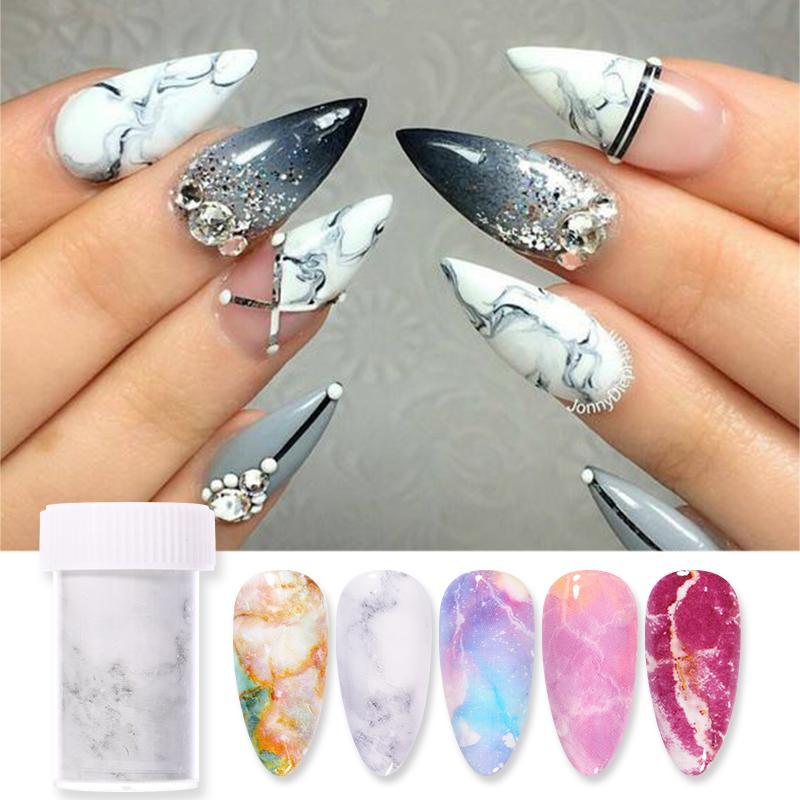 Nail Foils Marble Flower Series Iridescent Nail Art Transfer Sticker Paper Slider Nail Water Decal Design Manicures Decorations  Art Manicures Decoration New Gold Nail Transfer Foils for Nail Arts Nails Supply Holographic Effect Nail Art Foil Stickers Hol Stevvex