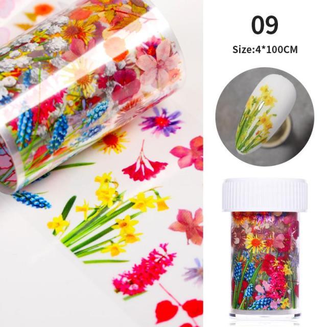 Nail Foils Marble Flower Series Iridescent Nail Art Transfer Sticker Paper Slider Nail Water Decal Design Manicures Decorations  Art Manicures Decoration New Gold Nail Transfer Foils for Nail Arts Nails Supply Holographic Effect Nail Art Foil Stickers Hol Stevvex