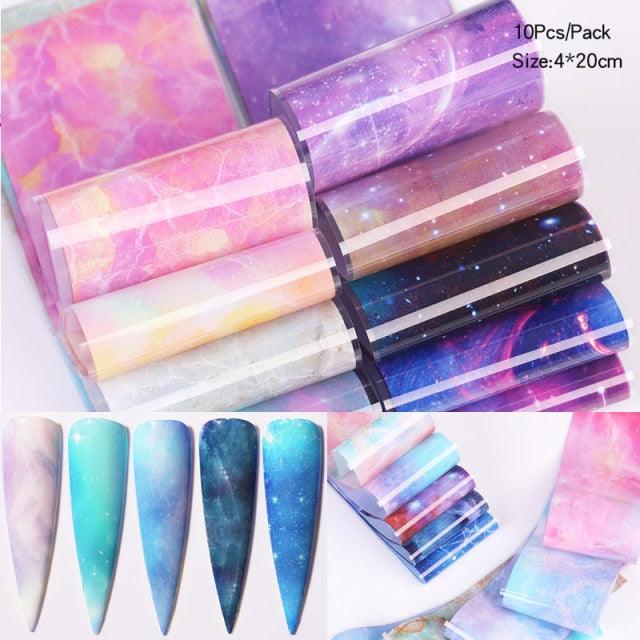Nail Foils Marble Flower Series Iridescent Nail Art Transfer Sticker Paper Slider Nail Water Decal Design Manicures Decorations  Art Manicures Decoration New Gold Nail Transfer Foils for Nail Arts Nails Supply Holographic Effect Nail Art Foil Stickers Hol Stevvex