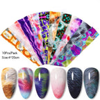 Nail Foils Marble Flower Series Iridescent Nail Art Transfer Sticker Paper Slider Nail Water Decal Design Manicures Decorations  Art Manicures Decoration New Gold Nail Transfer Foils for Nail Arts Nails Supply Holographic Effect Nail Art Foil Stickers Hol Stevvex