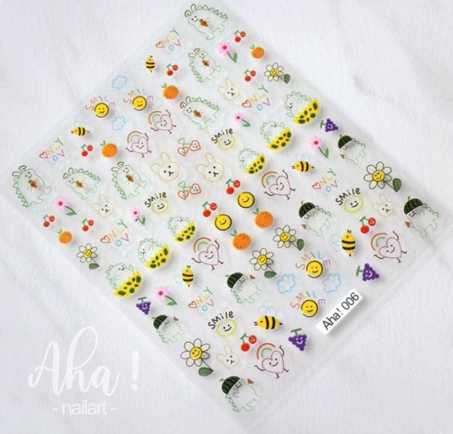 Nail Glue Stickers Stars Moon Cartoon Rabbit Panda Flower Nail Decoration Decals Nail Sticker Nail Art Decorations Design Decoration Acrylic Nail Supplies Designer Nail Decorations for Women Girls Kids 3D Nail Art Stickers Decals Stevvex