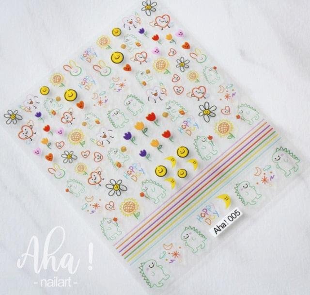 Nail Glue Stickers Stars Moon Cartoon Rabbit Panda Flower Nail Decoration Decals Nail Sticker Nail Art Decorations Design Decoration Acrylic Nail Supplies Designer Nail Decorations for Women Girls Kids 3D Nail Art Stickers Decals Stevvex