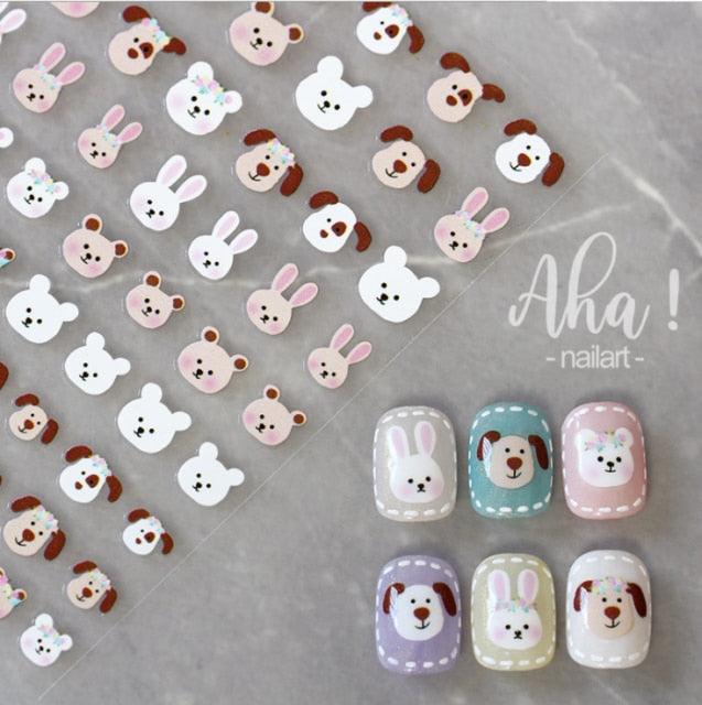 Nail Glue Stickers Stars Moon Cartoon Rabbit Panda Flower Nail Decoration Decals Nail Sticker Nail Art Decorations Design Decoration Acrylic Nail Supplies Designer Nail Decorations for Women Girls Kids 3D Nail Art Stickers Decals Stevvex
