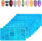 Nail Stamping Gel Set 8 Colors UV Gel Varnish for Nail Art Stamping Plate 4 Boards Black White Nail Gel for Girls and Women