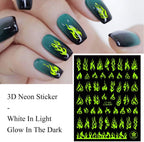 Nail Stickers Back Glue Fluorescent Light Flame Butterfly Moon Love Pattern Designs Nail Decal Decoration Tips For Beauty Salons Glow in Dark Nail Stickers Self-Adhesive Nail Art Decals Butterfly Flower Star Heart Nail Strips Glow Dark Nail Art Manicure Stevvex