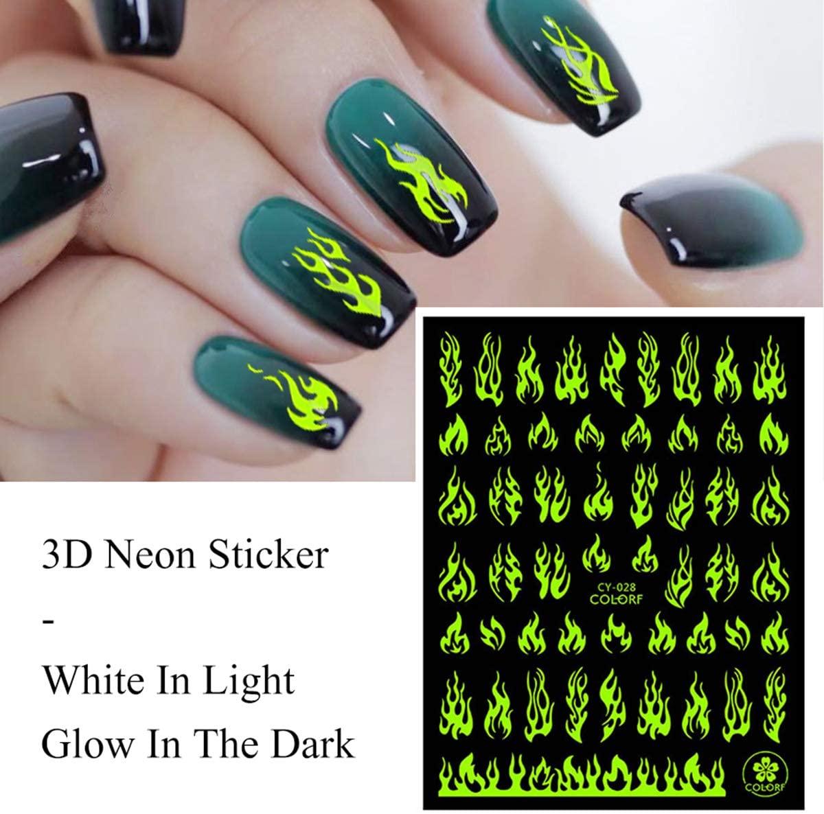 Nail Stickers Back Glue Fluorescent Light Flame Butterfly Moon Love Pattern Designs Nail Decal Decoration Tips For Beauty Salons Glow in Dark Nail Stickers Self-Adhesive Nail Art Decals Butterfly Flower Star Heart Nail Strips Glow Dark Nail Art Manicure Stevvex