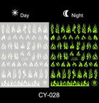 Nail Stickers Back Glue Fluorescent Light Flame Butterfly Moon Love Pattern Designs Nail Decal Decoration Tips For Beauty Salons Glow in Dark Nail Stickers Self-Adhesive Nail Art Decals Butterfly Flower Star Heart Nail Strips Glow Dark Nail Art Manicure Stevvex