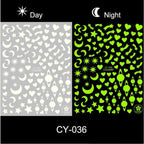 Nail Stickers Back Glue Fluorescent Light Flame Butterfly Moon Love Pattern Designs Nail Decal Decoration Tips For Beauty Salons Glow in Dark Nail Stickers Self-Adhesive Nail Art Decals Butterfly Flower Star Heart Nail Strips Glow Dark Nail Art Manicure Stevvex
