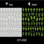 Nail Stickers Back Glue Fluorescent Light Flame Butterfly Moon Love Pattern Designs Nail Decal Decoration Tips For Beauty Salons Glow in Dark Nail Stickers Self-Adhesive Nail Art Decals Butterfly Flower Star Heart Nail Strips Glow Dark Nail Art Manicure Stevvex