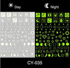Nail Stickers Back Glue Fluorescent Light Flame Butterfly Moon Love Pattern Designs Nail Decal Decoration Tips For Beauty Salons Glow in Dark Nail Stickers Self-Adhesive Nail Art Decals Butterfly Flower Star Heart Nail Strips Glow Dark Nail Art Manicure Stevvex