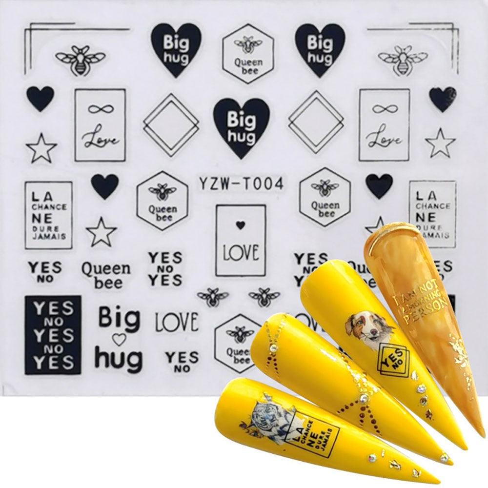 Nail Stickers for Manicure Nail Sticker Sliders For Nails Decal Self-adhesive Nails Figures Transfer Black Accessories Sliders Manicure Decoration 3D Nail Supplies Holographic Decals Transfer Sliders Nail Design Manicures Nail Self-Adhesive Sticker Stevvex