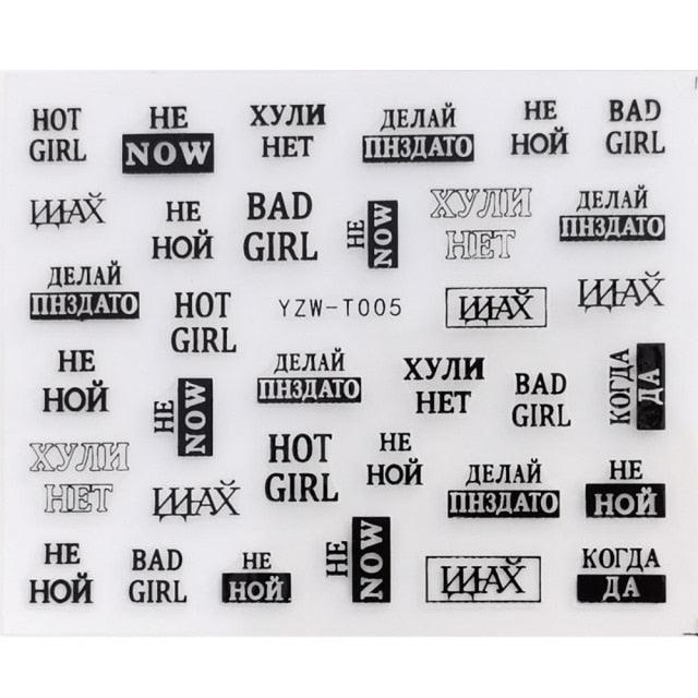 Nail Stickers for Manicure Nail Sticker Sliders For Nails Decal Self-adhesive Nails Figures Transfer Black Accessories Sliders Manicure Decoration 3D Nail Supplies Holographic Decals Transfer Sliders Nail Design Manicures Nail Self-Adhesive Sticker Stevvex
