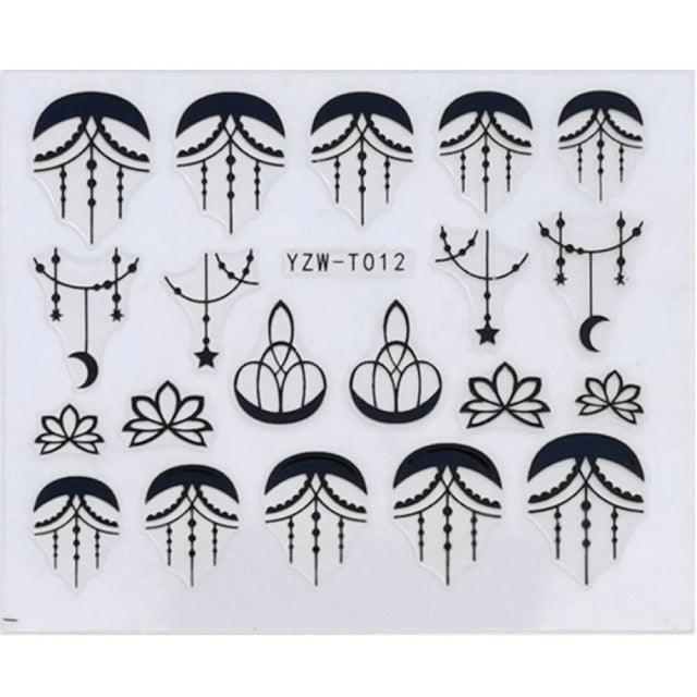 Nail Stickers for Manicure Nail Sticker Sliders For Nails Decal Self-adhesive Nails Figures Transfer Black Accessories Sliders Manicure Decoration 3D Nail Supplies Holographic Decals Transfer Sliders Nail Design Manicures Nail Self-Adhesive Sticker Stevvex
