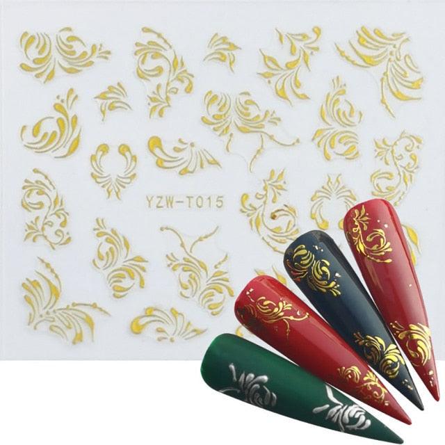 Nail Stickers for Manicure Nail Sticker Sliders For Nails Decal Self-adhesive Nails Figures Transfer Black Accessories Sliders Manicure Decoration 3D Nail Supplies Holographic Decals Transfer Sliders Nail Design Manicures Nail Self-Adhesive Sticker Stevvex