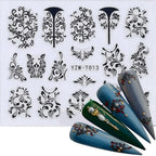 Nail Stickers for Manicure Nail Sticker Sliders For Nails Decal Self-adhesive Nails Figures Transfer Black Accessories Sliders Manicure Decoration 3D Nail Supplies Holographic Decals Transfer Sliders Nail Design Manicures Nail Self-Adhesive Sticker Stevvex