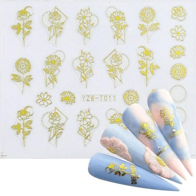 Nail Stickers for Manicure Nail Sticker Sliders For Nails Decal Self-adhesive Nails Figures Transfer Black Accessories Sliders Manicure Decoration 3D Nail Supplies Holographic Decals Transfer Sliders Nail Design Manicures Nail Self-Adhesive Sticker Stevvex