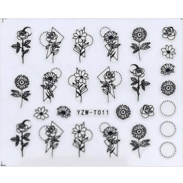 Nail Stickers for Manicure Nail Sticker Sliders For Nails Decal Self-adhesive Nails Figures Transfer Black Accessories Sliders Manicure Decoration 3D Nail Supplies Holographic Decals Transfer Sliders Nail Design Manicures Nail Self-Adhesive Sticker Stevvex