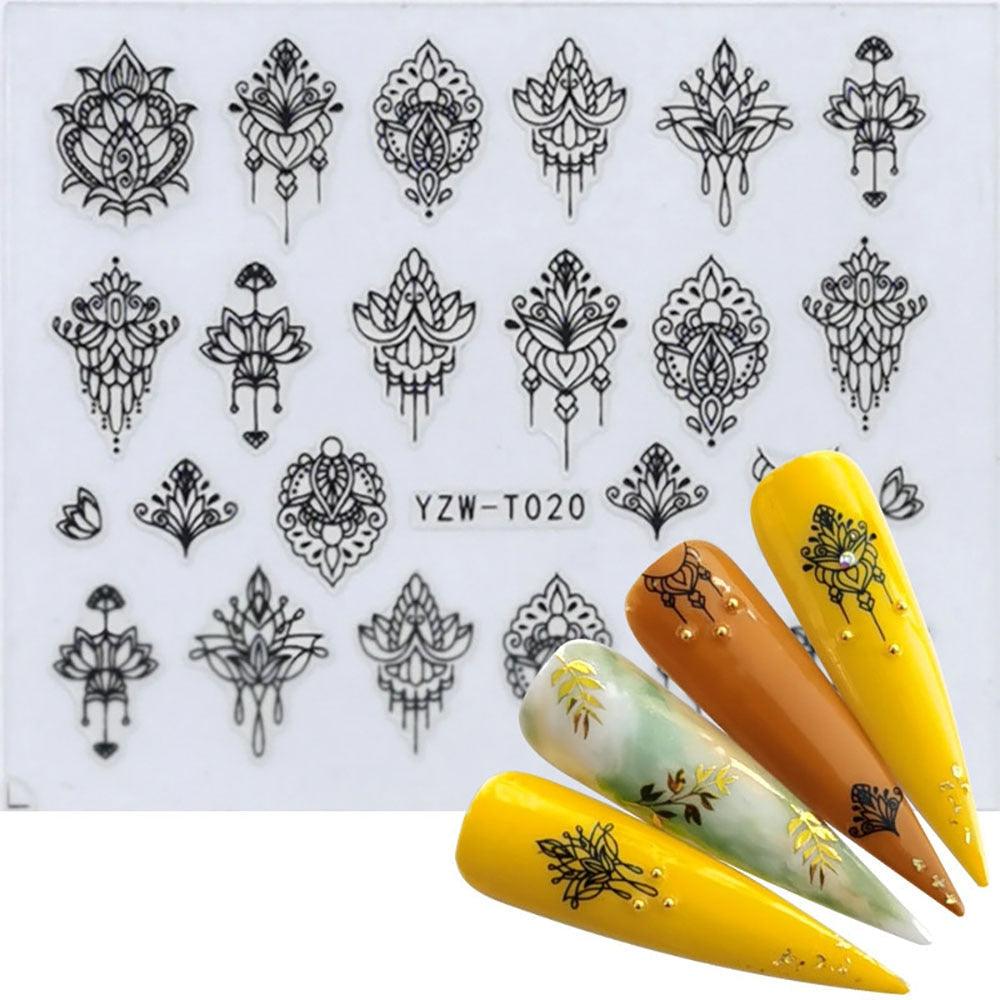 Nail Stickers for Manicure Nail Sticker Sliders For Nails Decal Self-adhesive Nails Figures Transfer Black Accessories Sliders Manicure Decoration 3D Nail Supplies Holographic Decals Transfer Sliders Nail Design Manicures Nail Self-Adhesive Sticker Stevvex